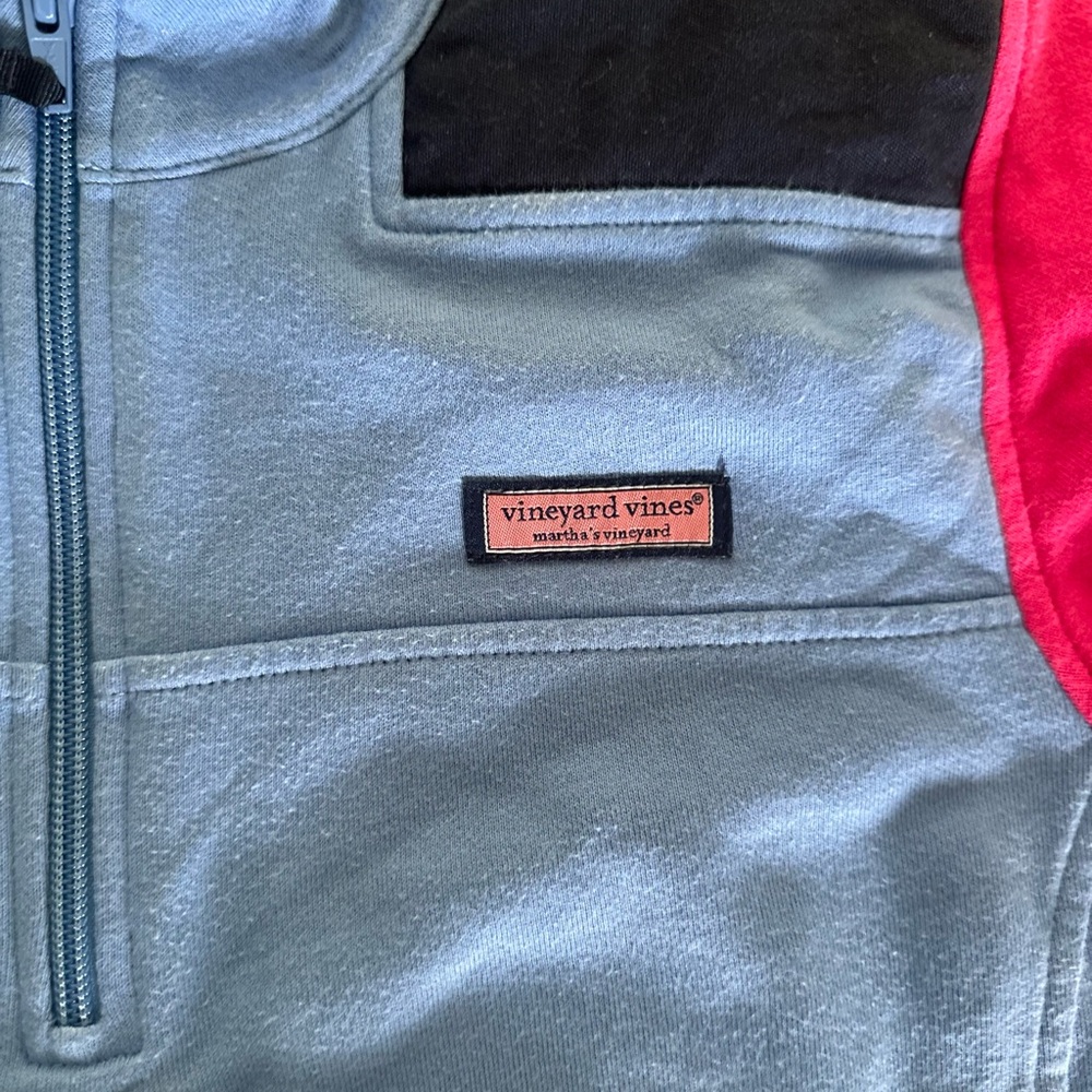 Vineyard Vines Blue and Green Quarter-Zip Sweatshirt - Picture 3 of 4